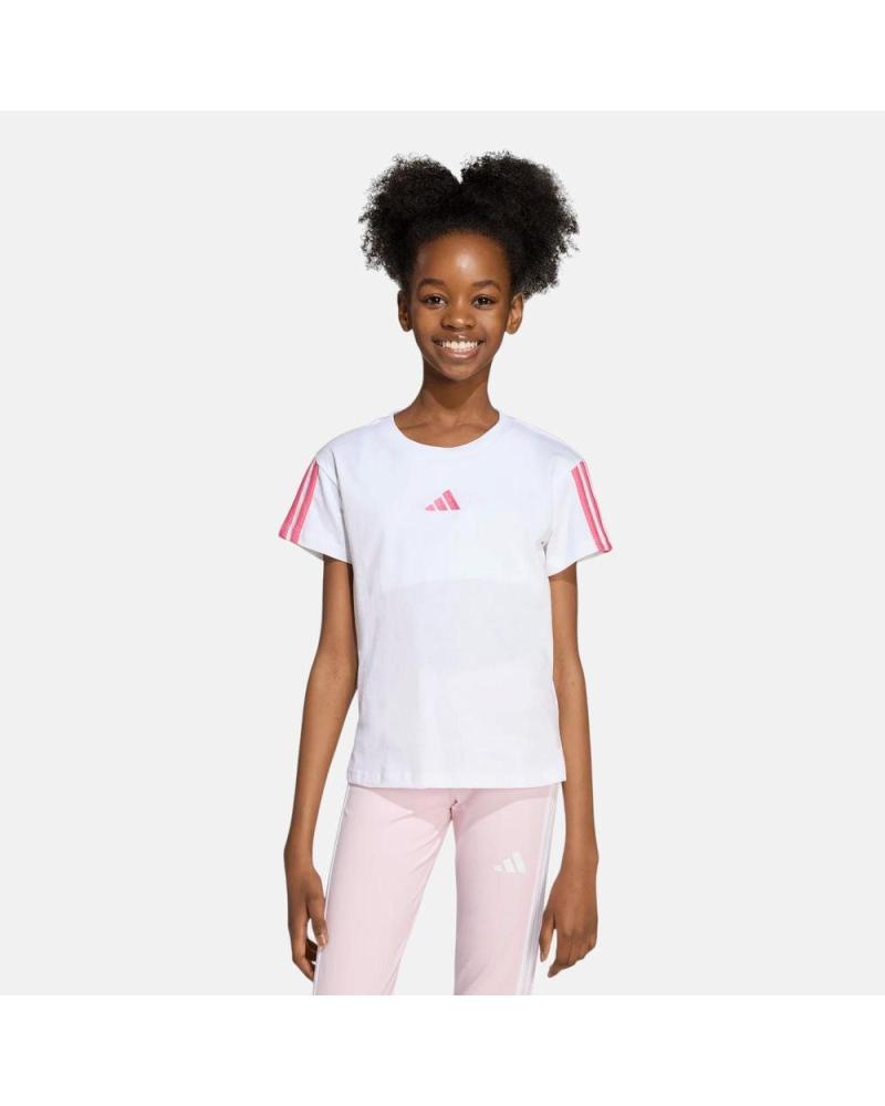 CAMISETA ADIDAS MANGA CORTA BLANCA CON DETALLES ROSAS NAN