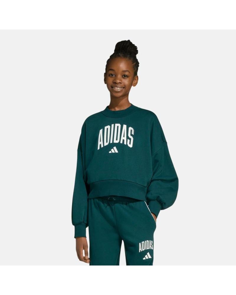 SUDADERA ADIDAS PARA NIÑA CON LOGO BLANCO - VERDE OSCURO NAN