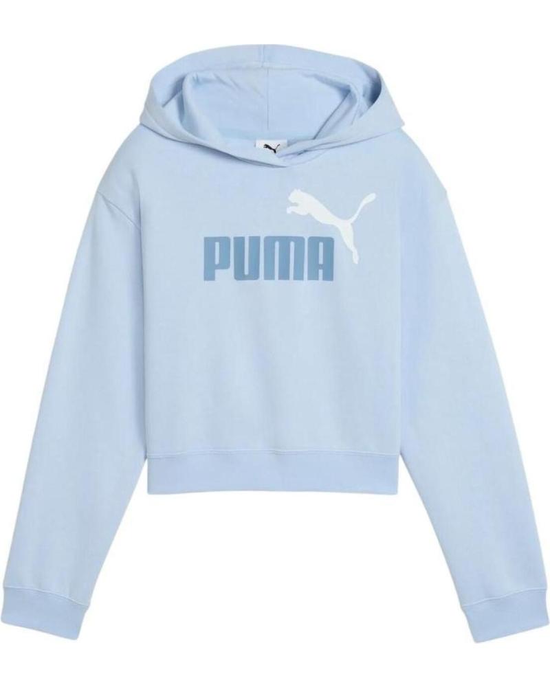 PUMA SUDADERA CROPPED CON CAPUCHA AZUL CLARO Y LOGO BLANCO NAN