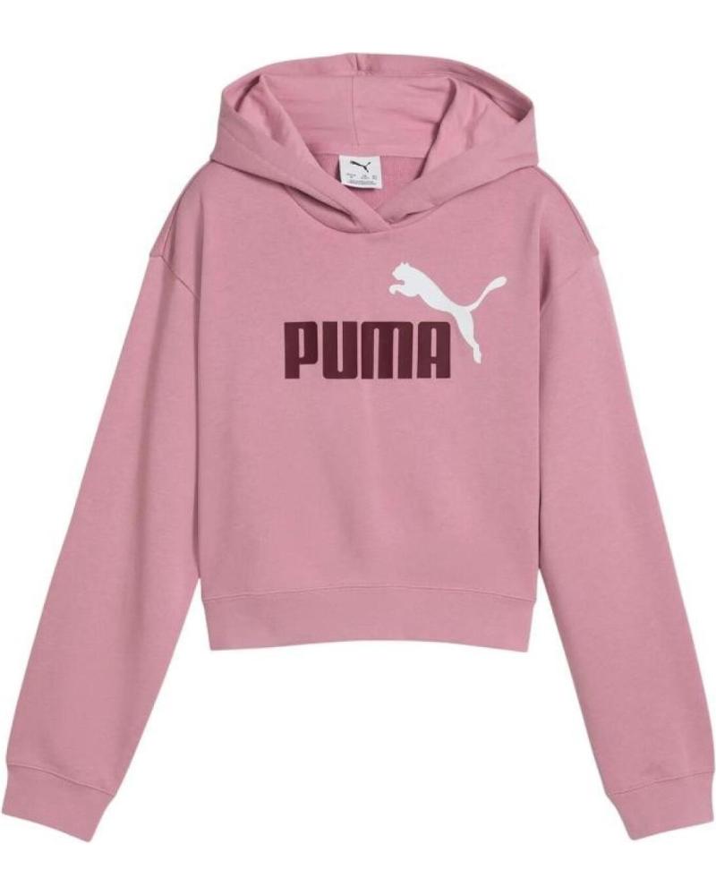 PUMA SUDADERA CON CAPUCHA CROPPED ROSA LOGO CONTRASTE NAN