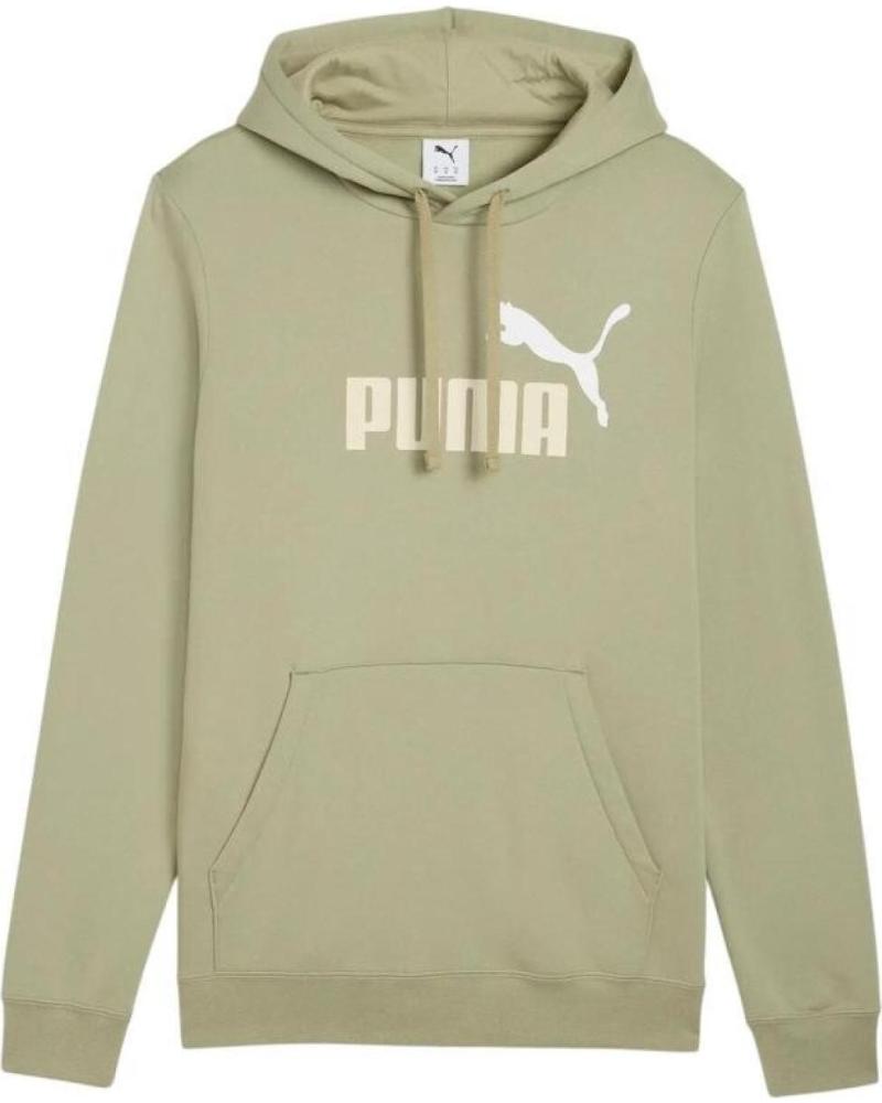PUMA SUDADERA CON CAPUCHA ESSENTIALS LOGO VERDE OLIVA NAN