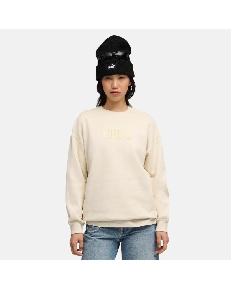 SUDADERA PUMA ESSENTIALS FLEECE MUJER - CREMA NAN