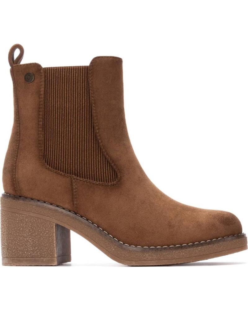 REFRESH 173039 BOTINES CHELSEA ANTELINA TAUPE CON TACÓN BLOQUE Y CREMALLERA MARRóN