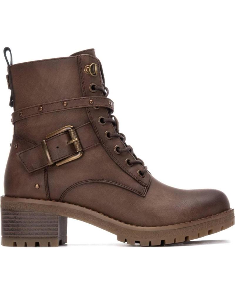 BOTÍN REFRESH 173247 TAUPE CON CORDONES, CREMALLERA Y TACÓN BLOQUE TAUPE