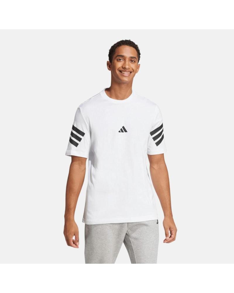CAMISETA DE MANGA CORTA ADIDAS BLANCA CON 3 RAYAS PARA HOMBRE BLANCO