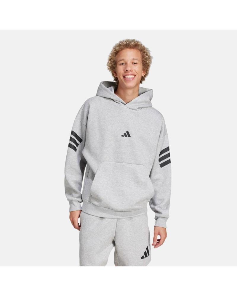 SUDADERA CON CAPUCHA ADIDAS 3 RAYAS GRIS GRIS
