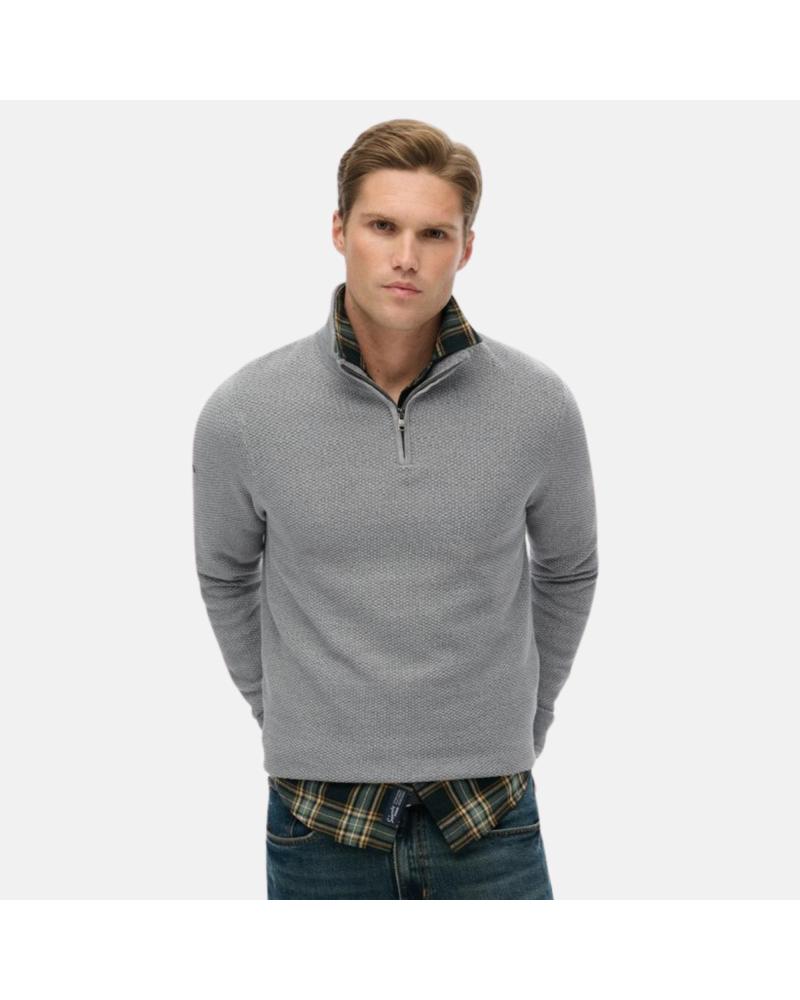 JERSEY DE HOMBRE SUPERDRY GRIS CLARO CON CREMALLERA CUARTO NAN