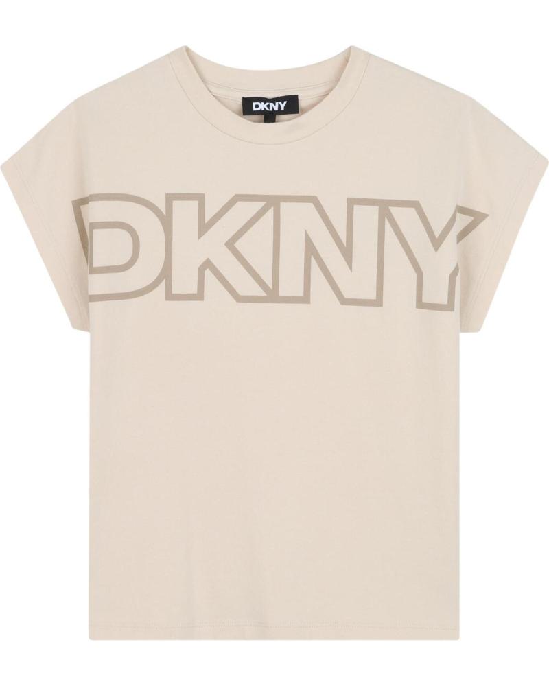 CAMISETA MANGA CORTA DKNY BEIGE CON LOGO PARA NIÑA NAN
