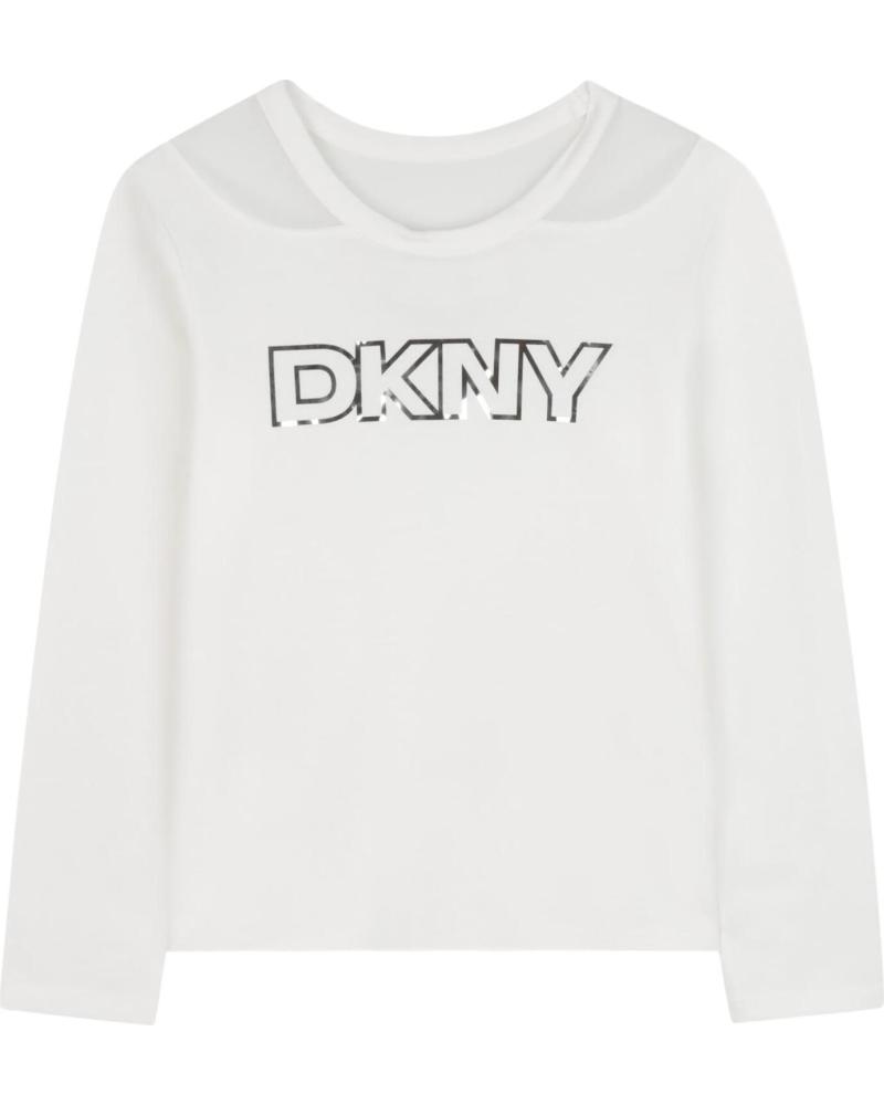 CAMISETA DKNY DE MANGA LARGA EN ALGODÓN BLANCO CON LOGO GRÁFICO NAN