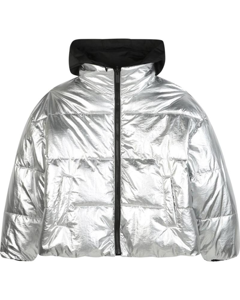 CHAQUETA PLUMAS REVERSIBLE PLATEADA Y NEGRA DKNY PARA NIÑO NAN