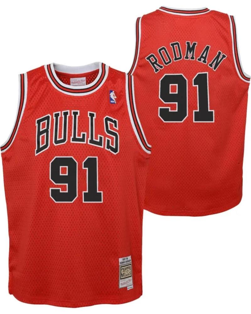 MITCHELL & NESS CAMISETA DENNIS RODMAN #91 CHICAGO BULLS SWINGMAN ROJA AWAY JUNIOR