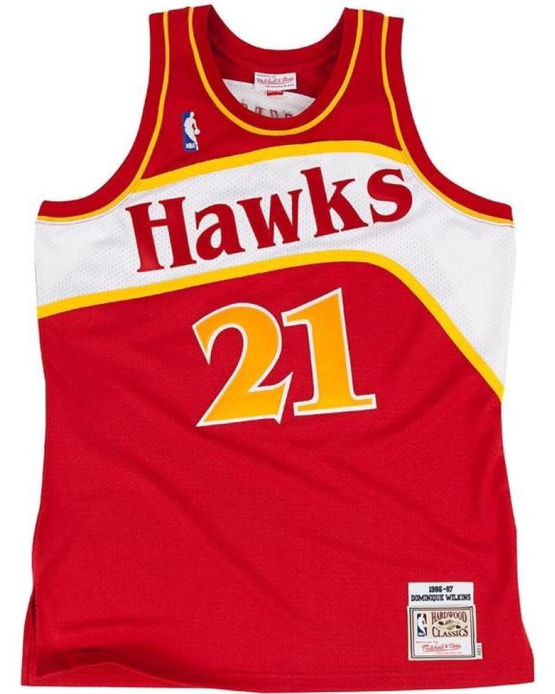 CAMISETA BALONCESTO MITCHELL & NESS DOMINIQUE WILKINS ATLANTA HAWKS #21 ROJA TEMPORADA 1986