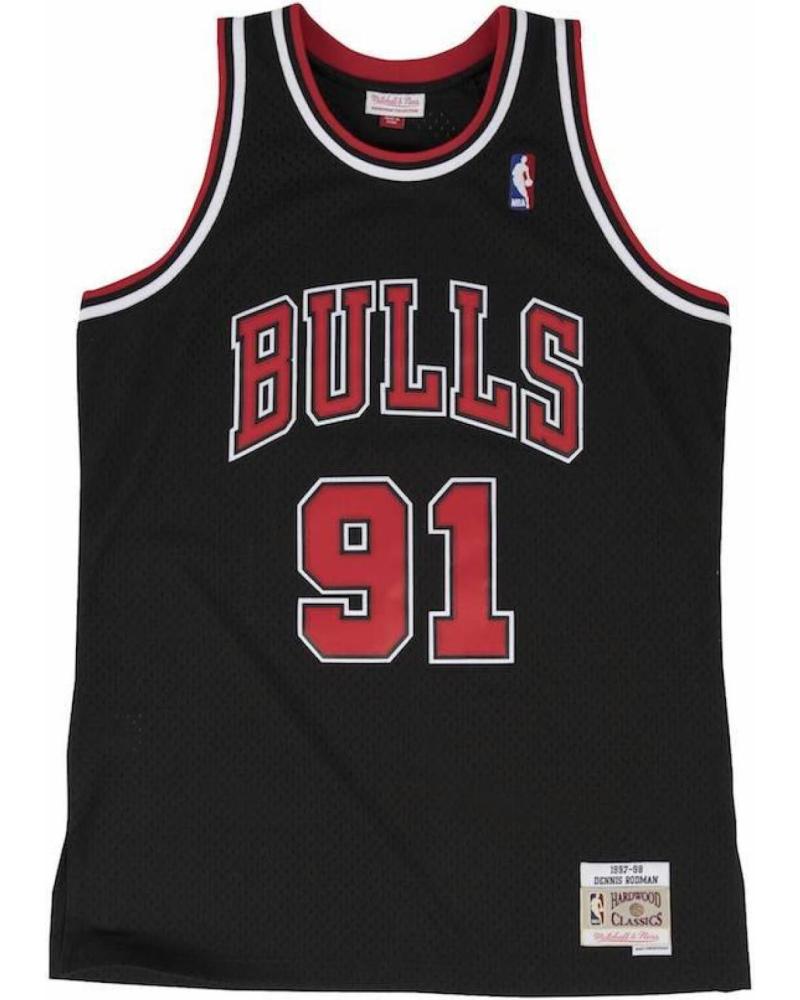 CAMISETA MITCHELL & NESS SWINGMAN DENNIS RODMAN #91 CHICAGO BULLS NEGRA NEGRO