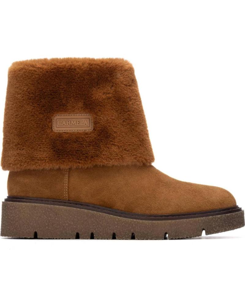 BOTÍN CARMELA 162671 DE SERRAJE MARRÓN CON INTERIOR DE PELO CAMEL CAMEL