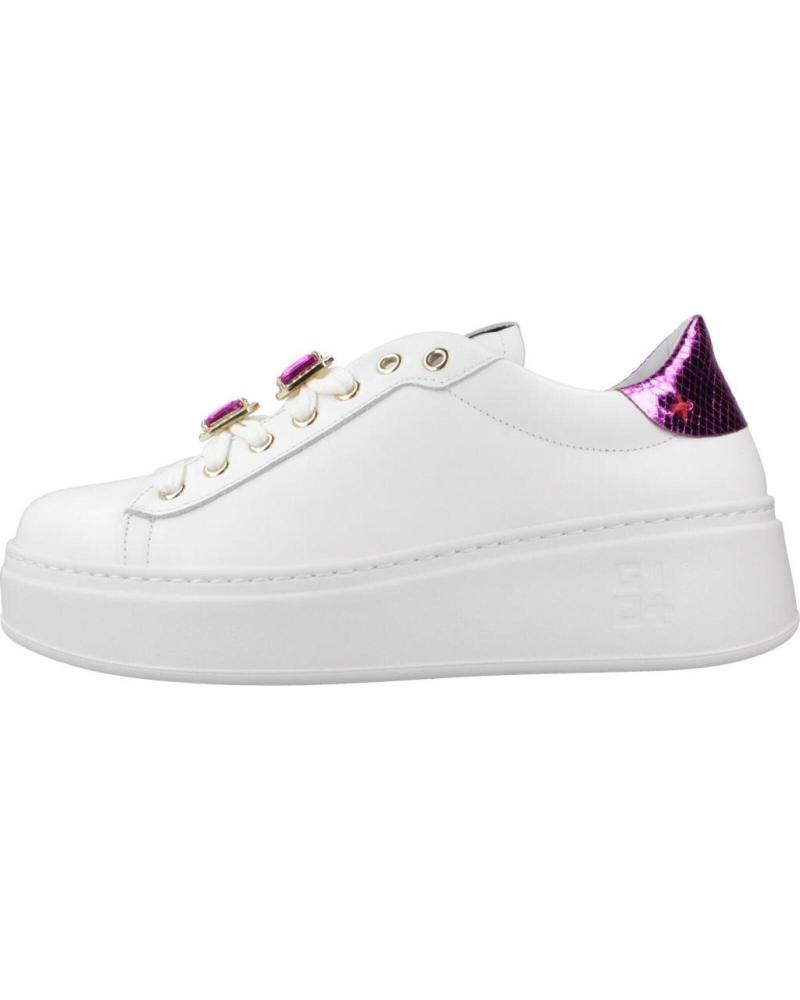 GIO PIA308A ZAPATILLAS DE PLATAFORMA BLANCAS CON DETALLE MORADO BIANCO