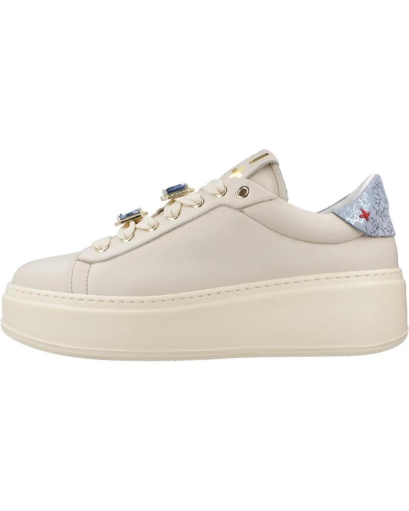 GIO PIA312A ZAPATILLAS DE PLATAFORMA BEIGE CON DETALLE AZUL CLARO LATTE