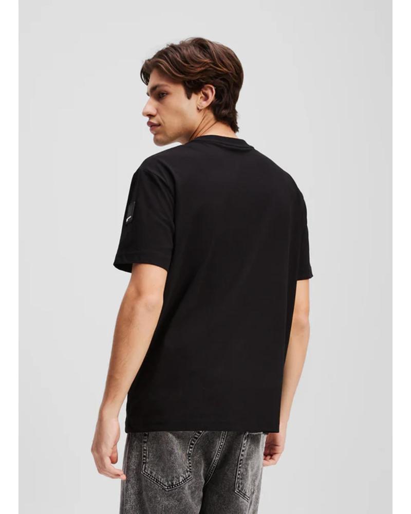 CAMISETA KARL LAGERFELD KLJ REGULAR RUBBER PATCH NEGRA NEGRO
