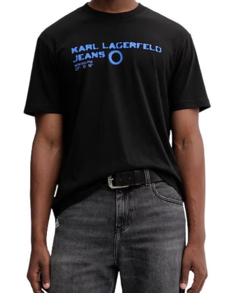 CAMISETA KARL LAGERFELD REGULAR FIT LOGO ECLIPSE NEGRA NEGRO