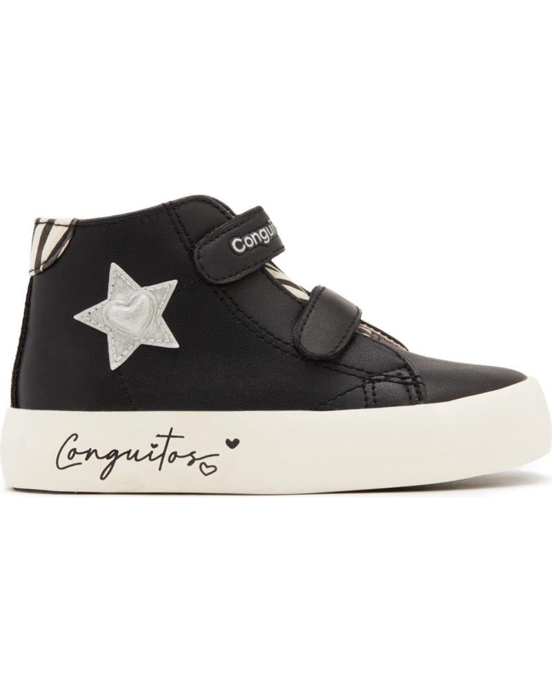 CONGUITOS ZAPATILLAS LONA ALTAS 282108 CON ESTRELLA NEGRA NEGRO