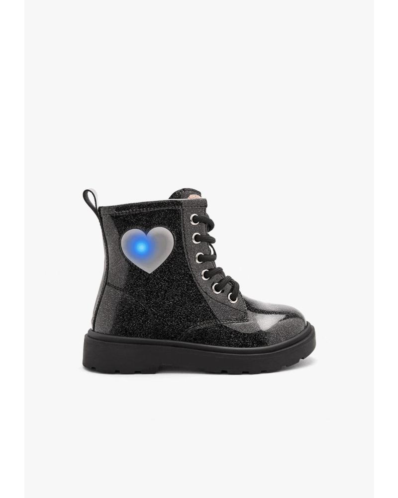 BOTAS MILITARES CON LUCES Y CORAZÓN CONGUITOS 313002 NEGRO NEGRO