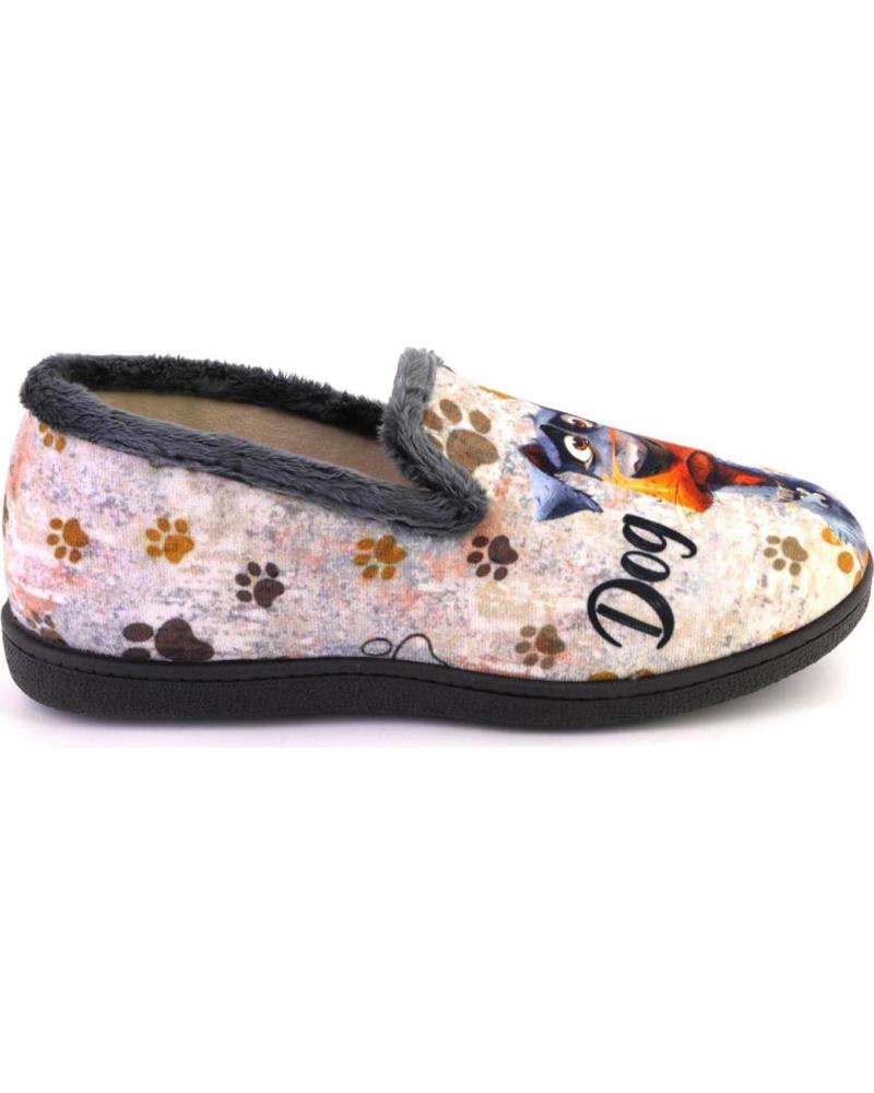 PLUMAFLEX ZAPATILLAS DE CASA 12228DOG GRIS CON DISEÑO DE PERRO GRIS
