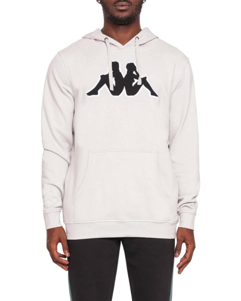 KAPPA SUDADERA CON CAPUCHA AIRITI LOGO AOK BEIGE GREY VAPOR BLANCO