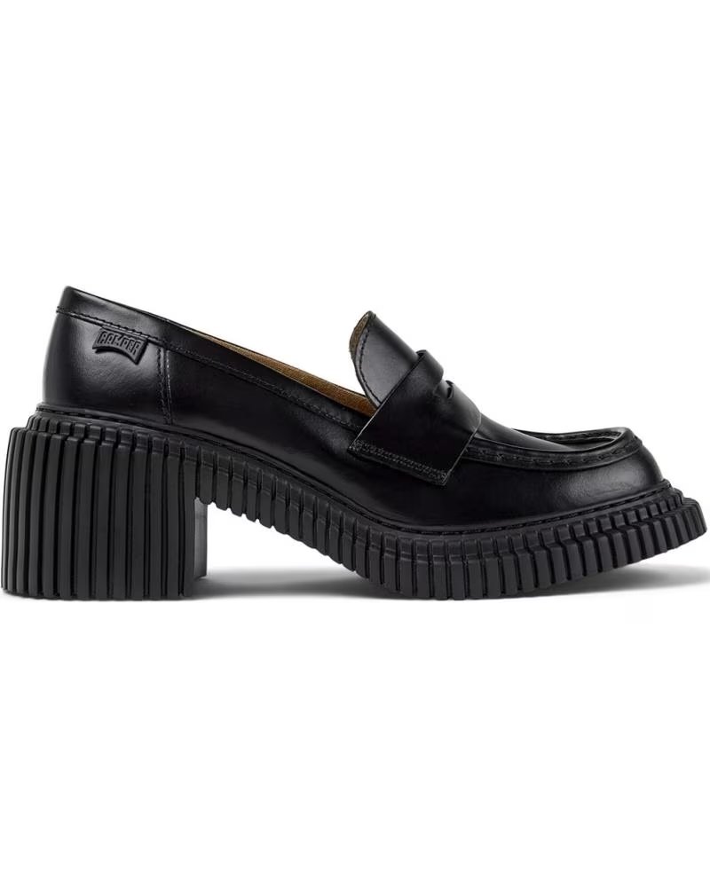 Camper Pix London K201811 Mocasines de Piel Negra con Suela Chunky NEGRO001