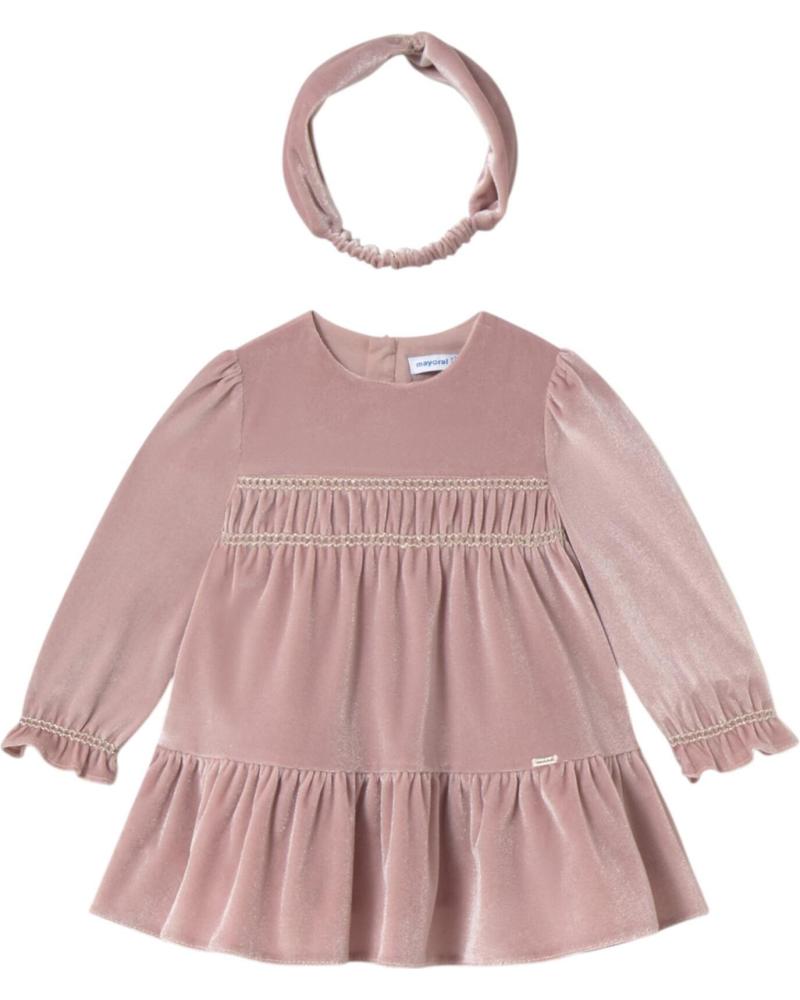 VESTIDO DE TERCIOPELO MAYORAL 2904 ROSA CON DIADEMA ROSA