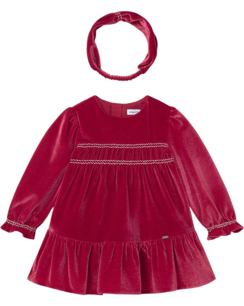 VESTIDO DE TERCIOPELO MAYORAL 2904 ROJO CON DIADEMA ROJO