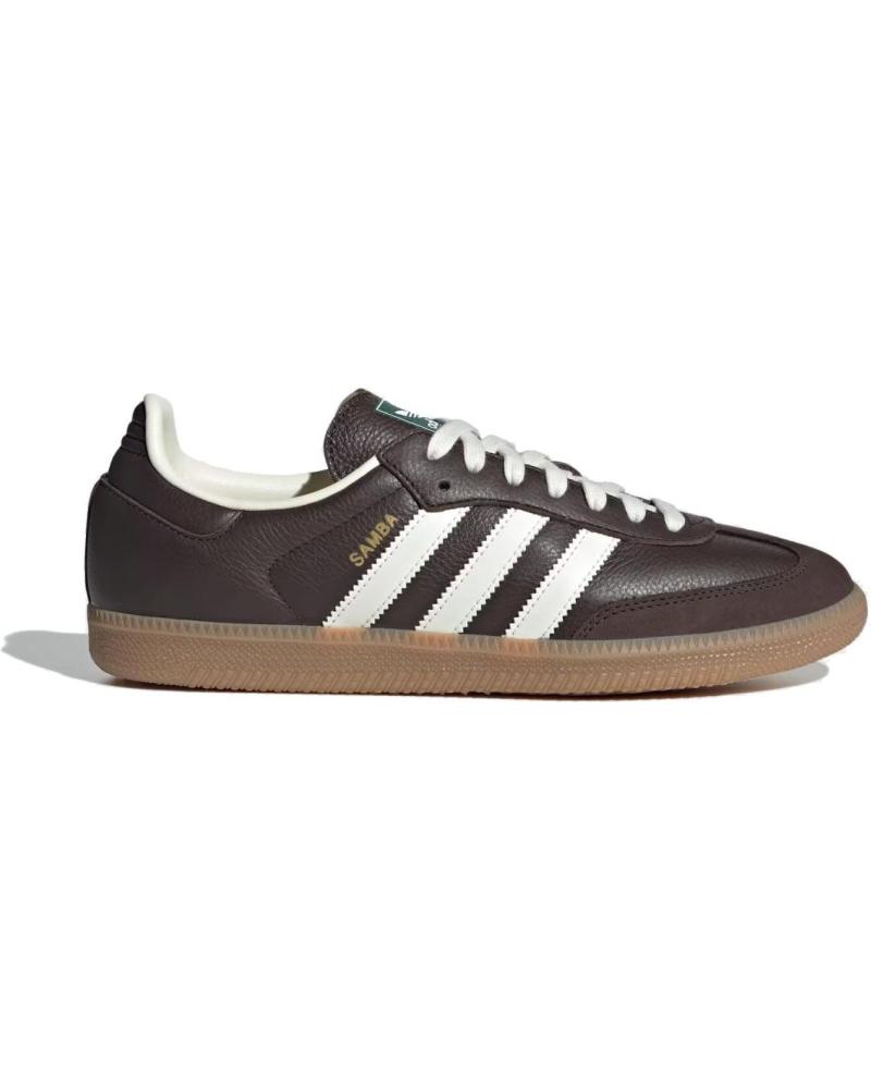 ZAPATILLAS ADIDAS SAMBA OG JR0891 MARRÓN OSCURO CON DETALLES OFF-WHITE Y SUELA GUM BROWN