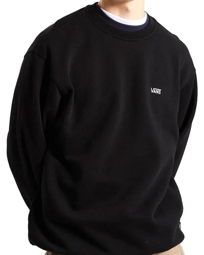 SUDADERA VANS OFF THE WALL LEFT CHEST II LOGO BORDADO LOOSE CREWNECK NEGRA NEGRO