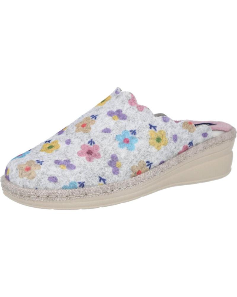 PINTURINES C-351-A - ZAPATILLAS DE CASA CON VIBRANTE ESTAMPADO FLORAL MULTICOLOR GRIS