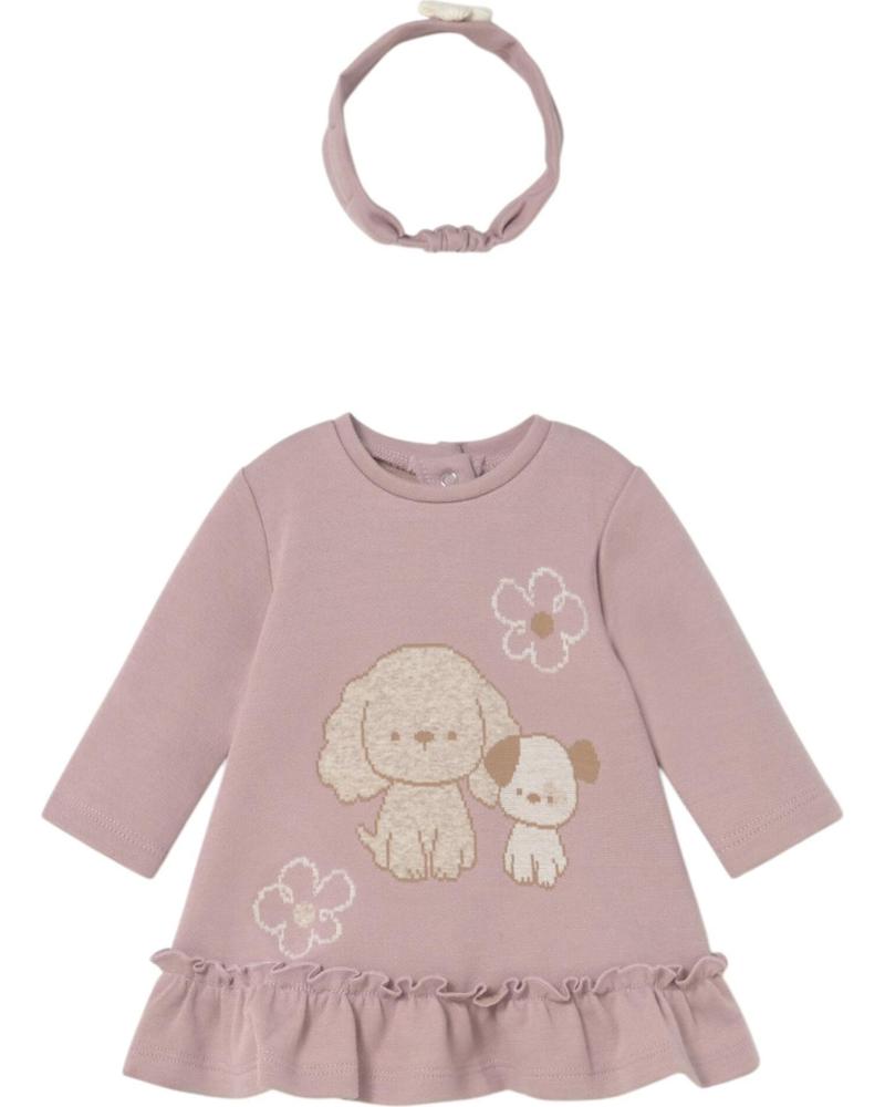VESTIDO MAYORAL 2809 ROSA CON DIADEMA Y ESTAMPADO DE PERROS ROSA