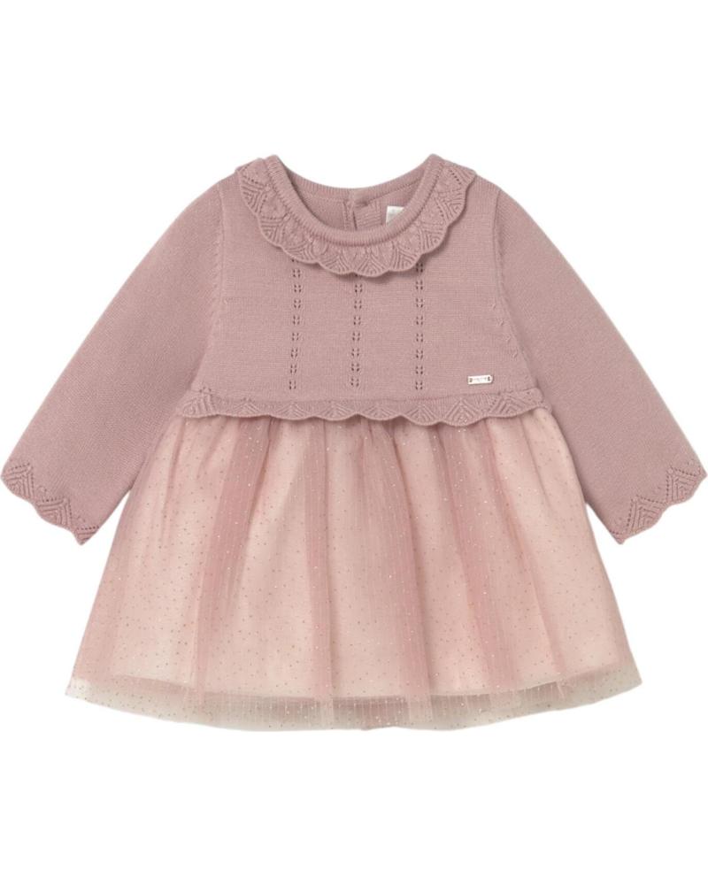 VESTIDO MAYORAL 2815 ROSA CON PARTE SUPERIOR DE PUNTO Y FALDA DE TUL ROSA