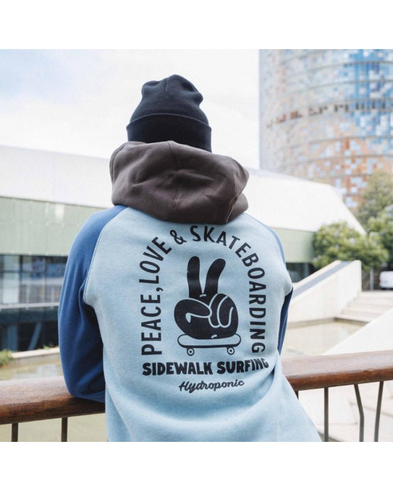 SUDADERA CON CAPUCHA HYDROPONIC PEACE HD AQUA CHARCOAL 01 BLUE 01- BLUE