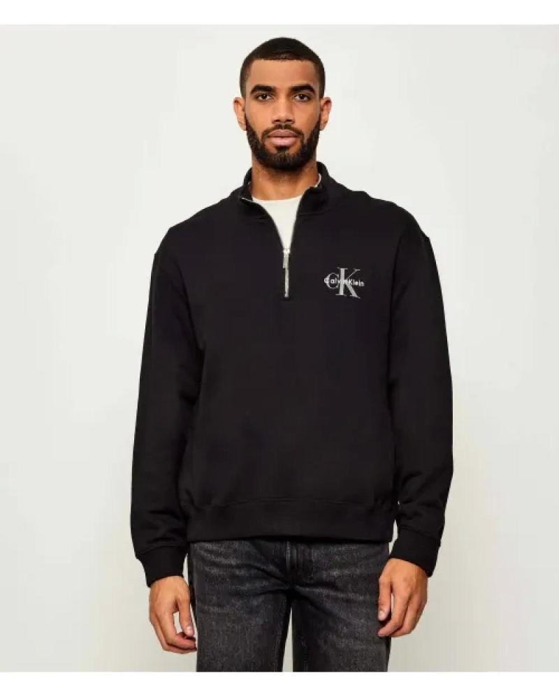 SUDADERA CALVIN KLEIN MICRO MONOLOGO QUARTER-ZIP LV04RD244G NEGRA NEGRO