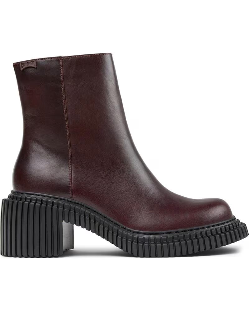 Camper Botines Pix London K400804 de Piel Burdeos con Suela Dentada Rojo – imagen 4