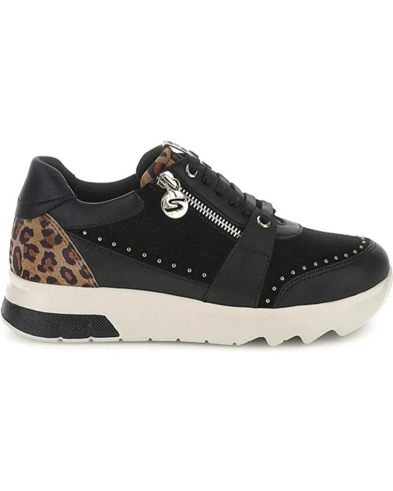 ZAPATILLAS STONEFLY SPOCK-47 PIEL NEGRA CON CREMALLERA Y ANIMAL PRINT NEGRO