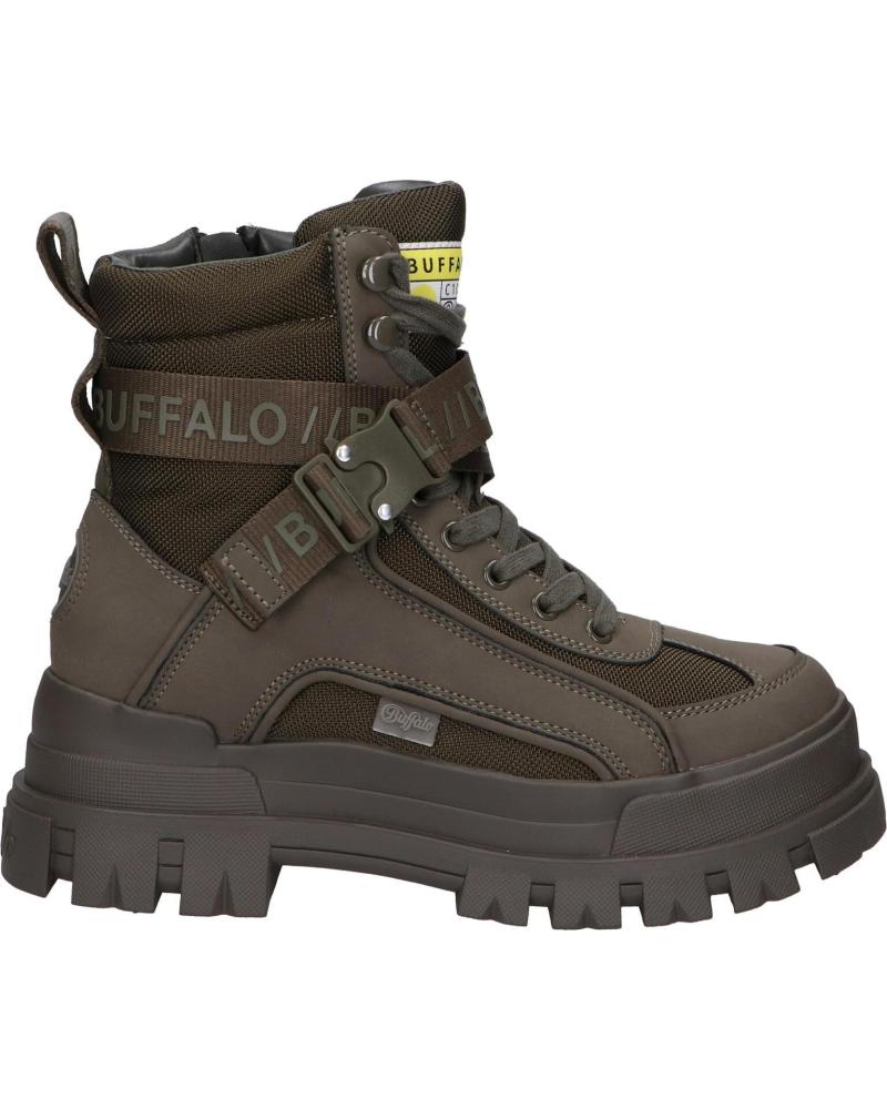 BOTINES BUFFALO ASPHA COM1 LACEUP MID MUJER VERDE KHAKI NUBUCK-NYLON NUBUCK-NYLON KHAKI
