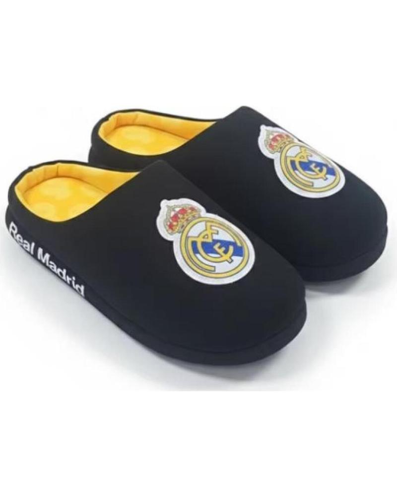 REAL MADRID ZAPATILLAS DE CASA NEGRAS CON ESCUDO NEGRO