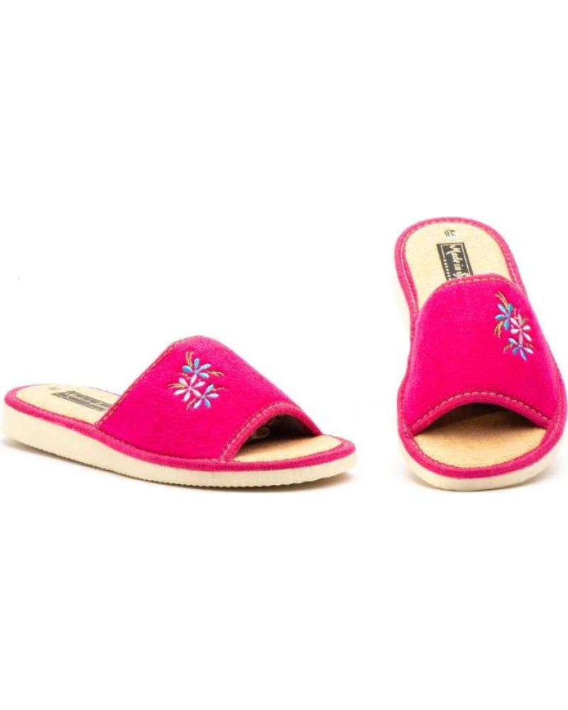 JAM ZAPATILLAS DE CASA ABIERTAS CON FLORES BORDADAS - MORADO MORADO