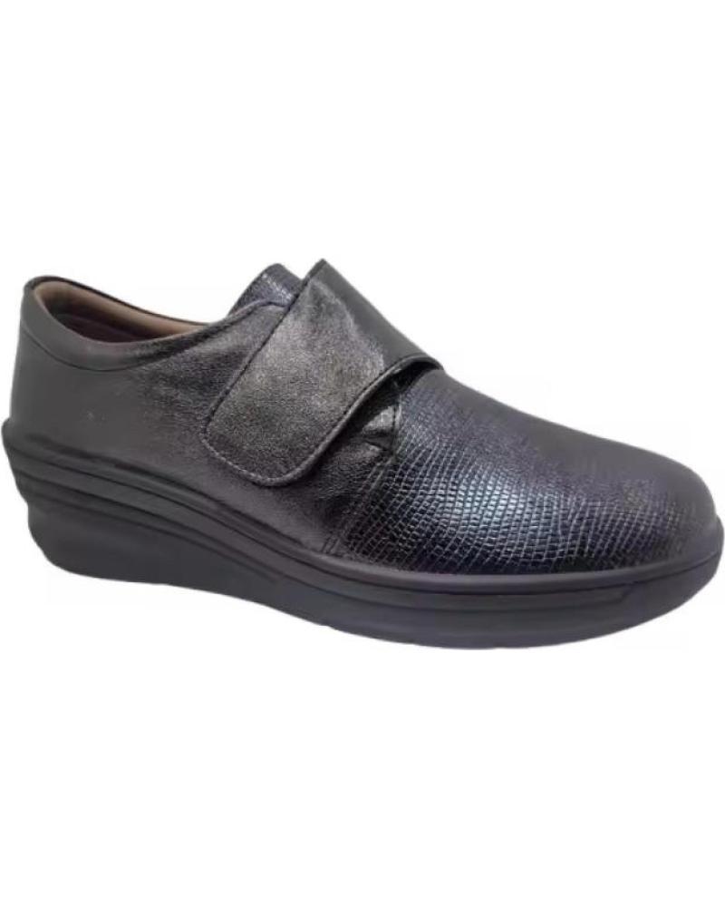 FLOSSY ZAPATOS DE CUÑA CÓMODOS MODELO 8002 TA NEGROS CON VELCRO NEGRO