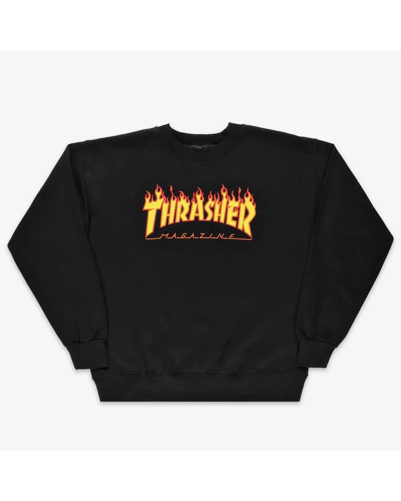 SUDADERA THRASHER FLAMES LOGO CREWNECK NEGRA NAN