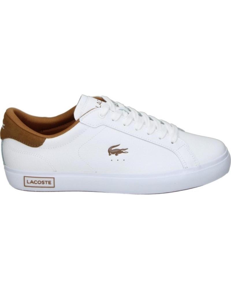 LACOSTE POWERCOURT 50SMA0150 ZAPATILLAS BLANCAS CON DETALLE MARRÓN BLANCO