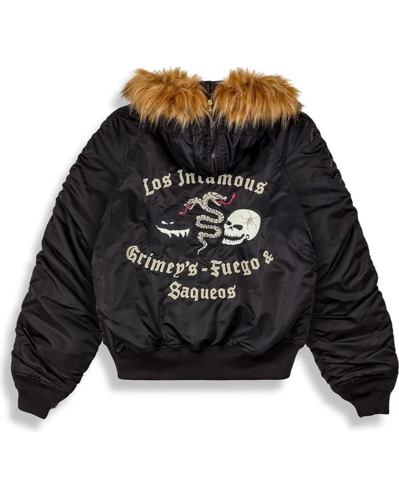 CHAQUETA GRIMEY THE PLANET N-2B FLIGHT BOMBER NEGRA CON CAPUCHA DE PELO BLACK