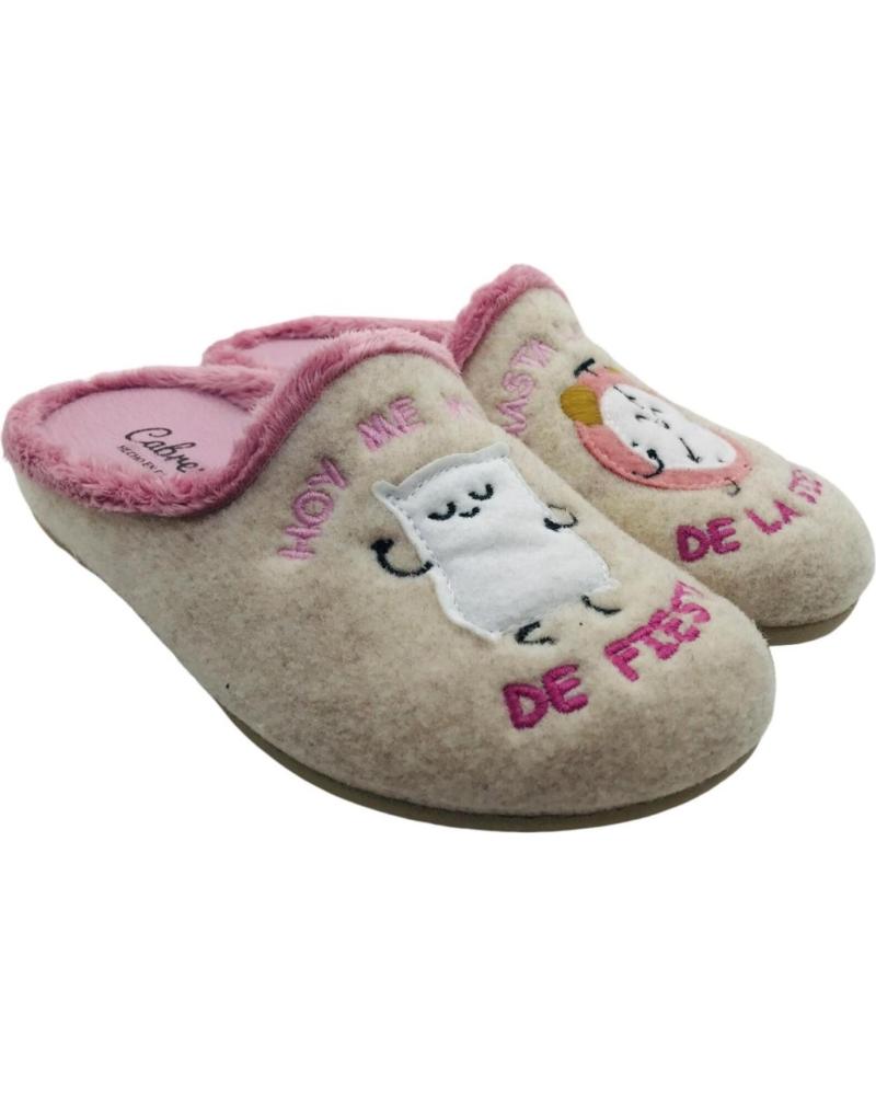 CABRERA ZAPATILLAS DE CASA 3209 BEIGE ROSA CON OVEJA ROSA