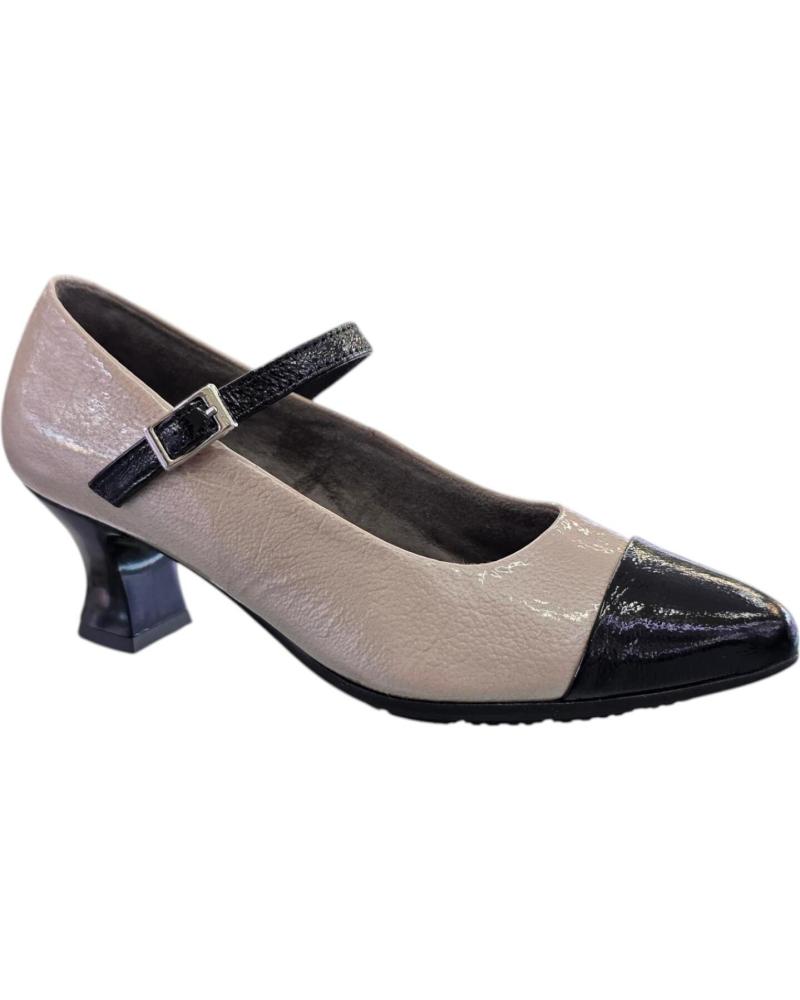 MERCEDITAS PITILLOS BICOLOR 10851 NUDE Y NEGRO CON TACÓN ESCULPIDO NEGRO