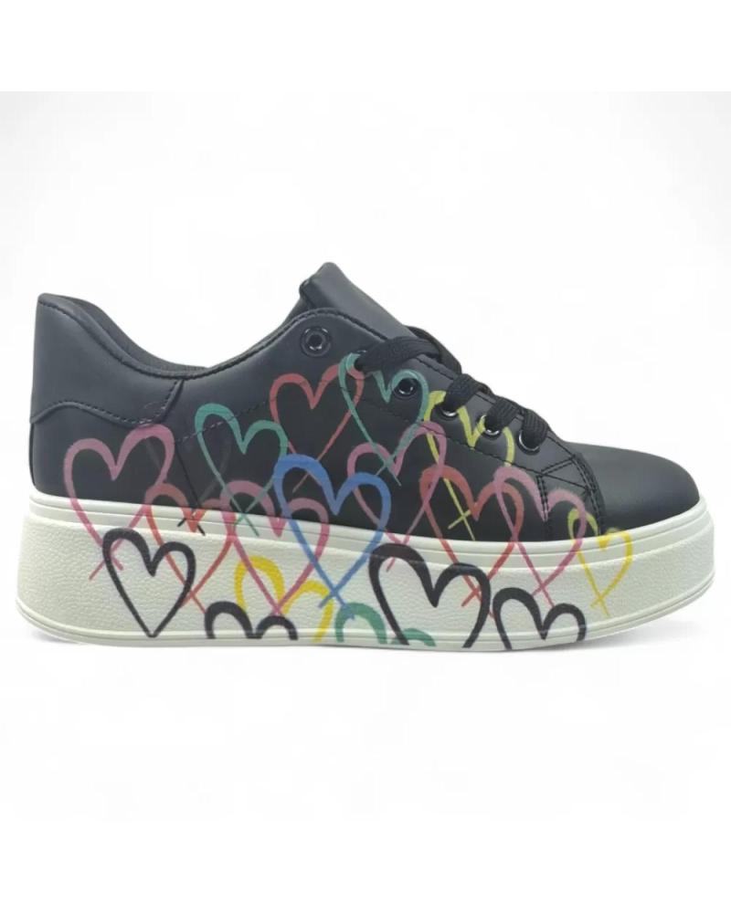 TIMBOS ZAPATILLAS PLATAFORMA NEGRAS CON CORAZONES MODELO 132116 NEGRO