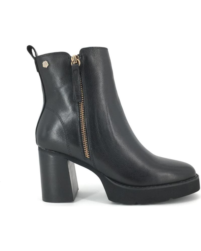 BOTÍN CARMELA CARLINA TACÓN BLOQUE PLATAFORMA PIEL MUJER NEGRO NEGRO