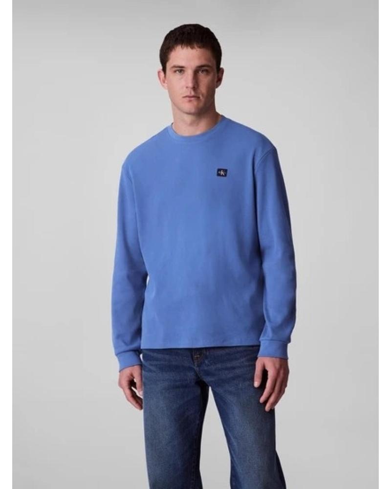 CALVIN KLEIN CAMISETA MANGA LARGA WAFFLE BADGE CUELLO REDONDO AZUL LV040EM217 MARINO